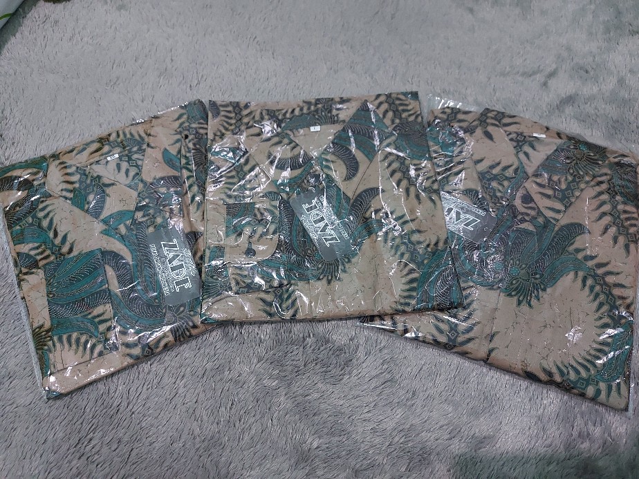 Kemeja Batik Pria Lengan Panjang Size M L Xl Xxl  Bswart Batik Hrb026 Kenongo Hem Panjang Padi