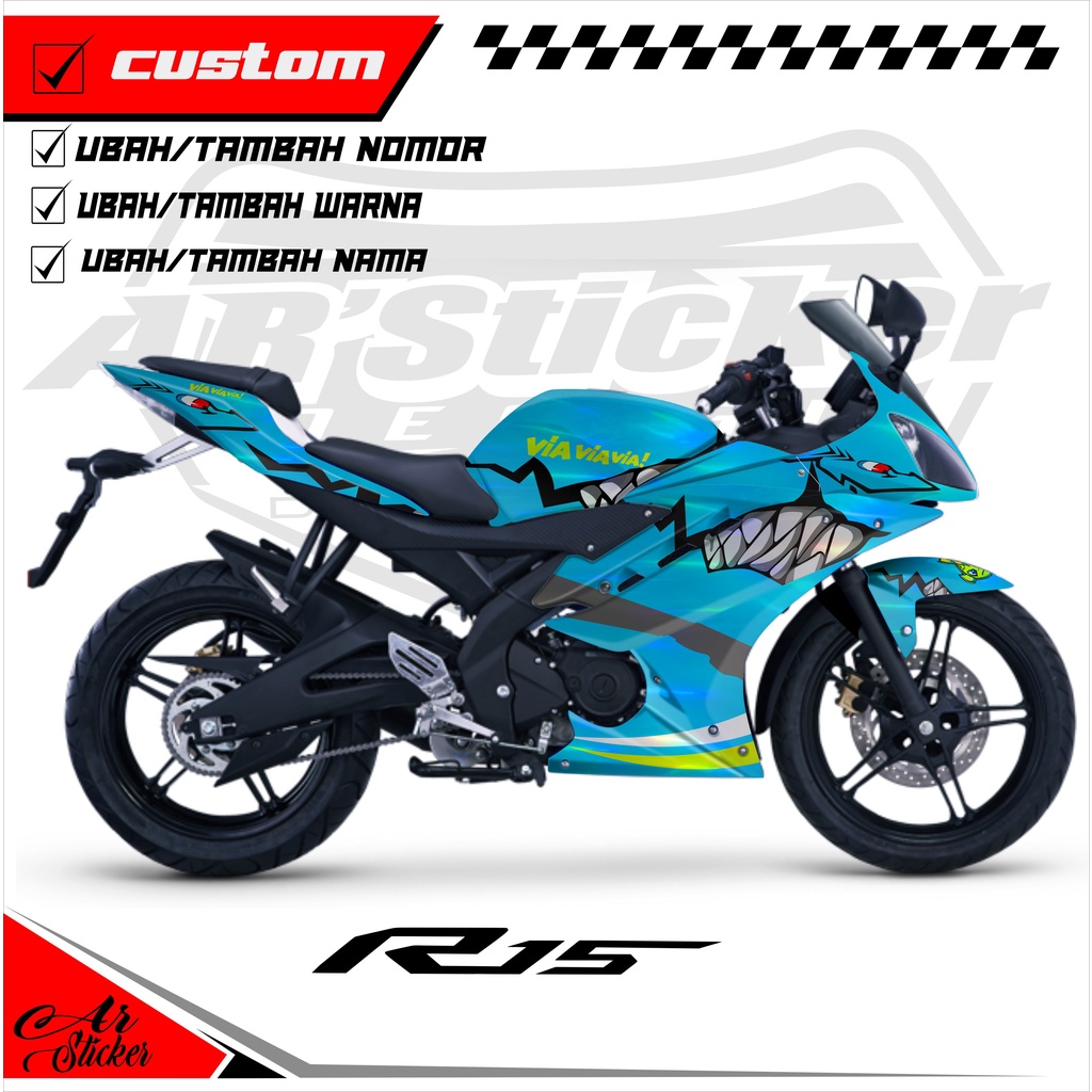 Decal Sticker Full Body Yamaha R15 V1&V2 Hologram Pelangi, Chrome - Decal stiker Motor R15 V1&V2 - D