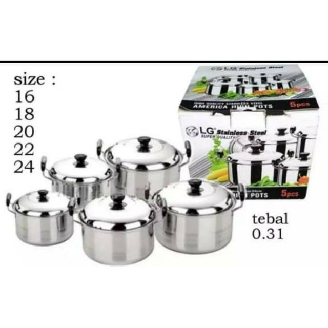 Panci Set Lg 555 Tutup Kaca 2 Penyaringan
