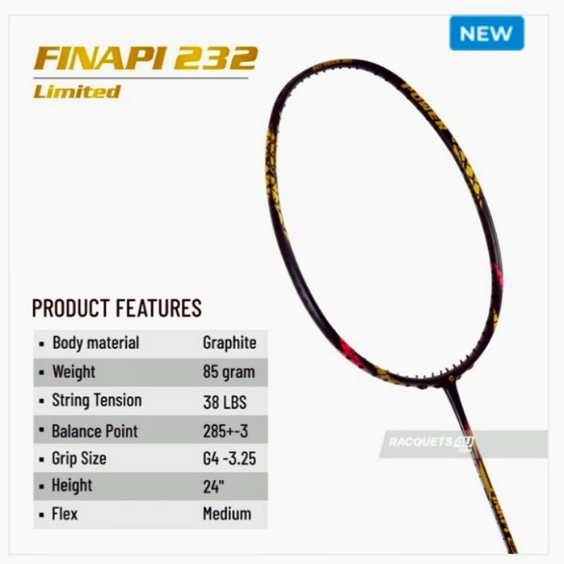 Raket Badminton Original Apacs Finapi 232 LIMITED Bonus Senar