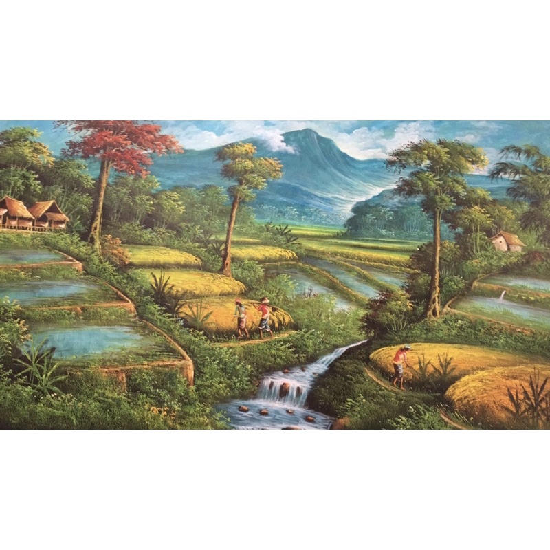 lukisan sawah ukuran 135 X 85