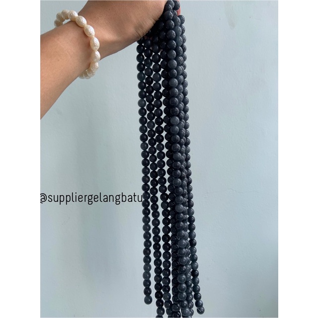 bahan batu 10mm GREY Agate glossy aksesori korea gelang kalung ABU ABU