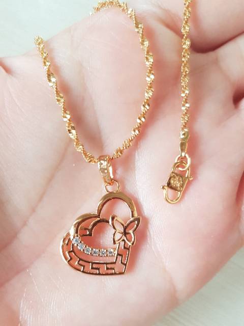 Kalung love xuping Jewelry / kalung import lapis emas 18k xuping