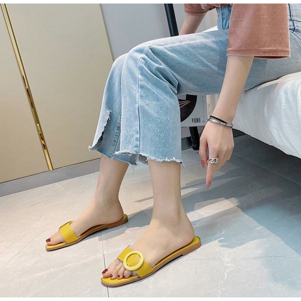 SS2356 sandal Slop Slip On import wanita kekinian model terbaru termurah