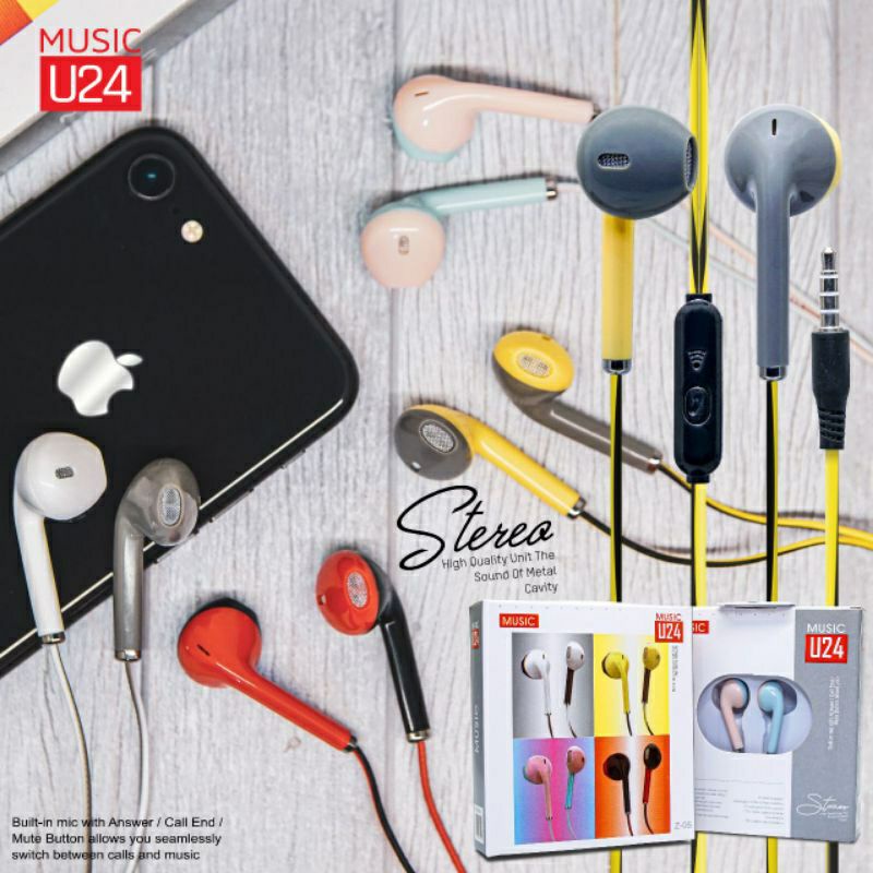 HF HEADSET/EARPHONE MACARON U24 STEREO MUSIC EXTRA SUPER MEGA BASS