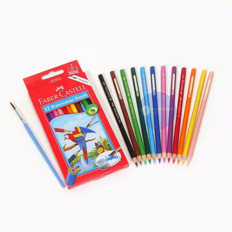 FABERCASTELL 12 Pensil warna Gambar BURUNG watercolour pencils 12w