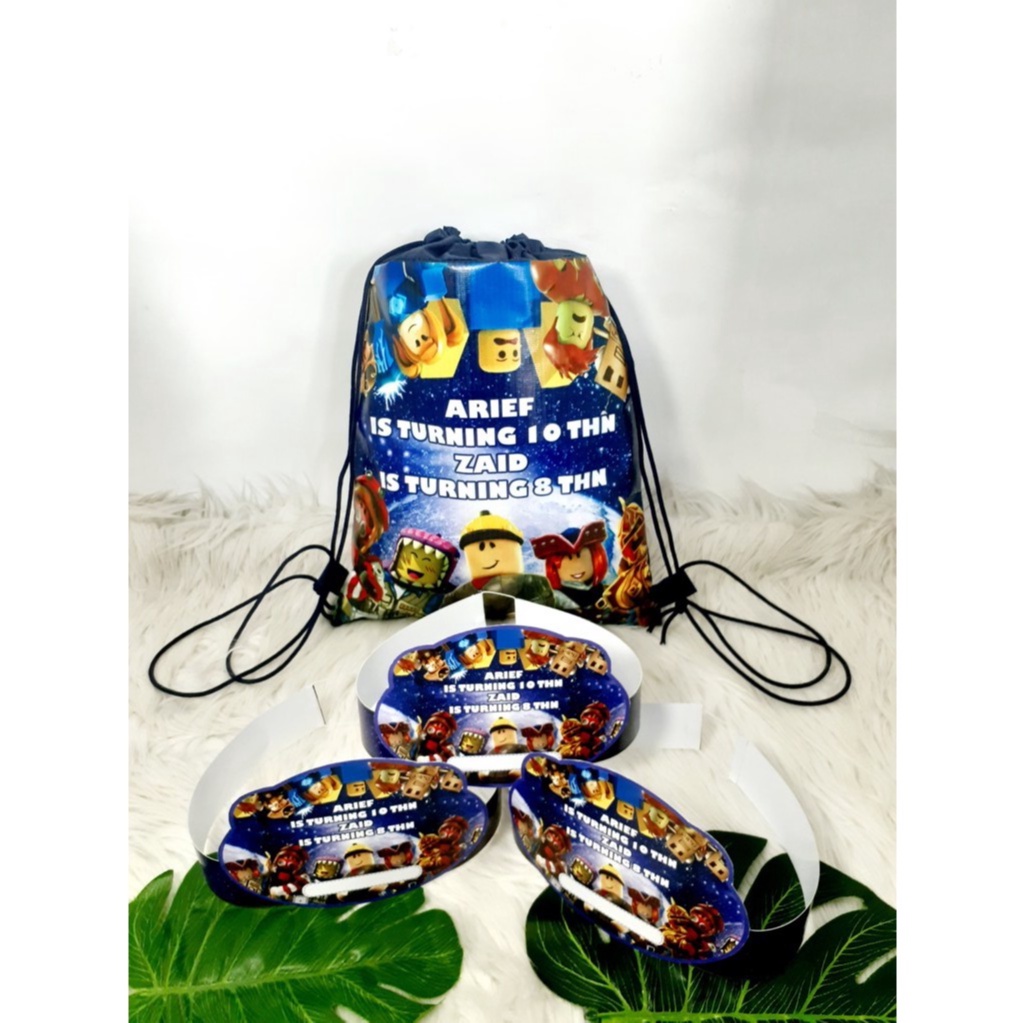 

Tas Ultah Serut Gendong Plus Topi Tema Lego