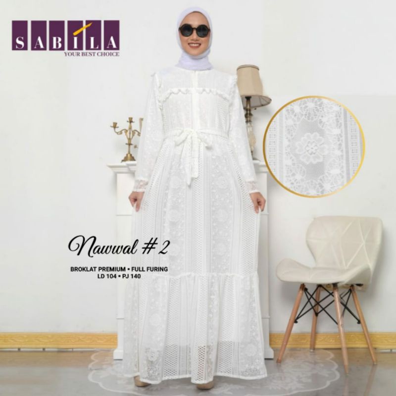 Gamis Putih Nawal/Gamis Brokat Putih/Gamis Prewedding