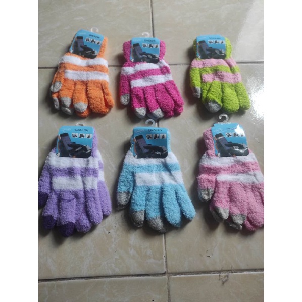 Sarung Tangan 3 Warna Wanita Motor Bulu Woll Handuk Rajut Wool,Cewek Perempuan Warna Variasi