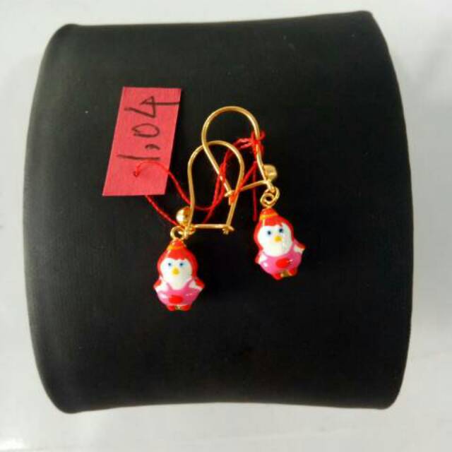 Anting Emas asli model boneka merah