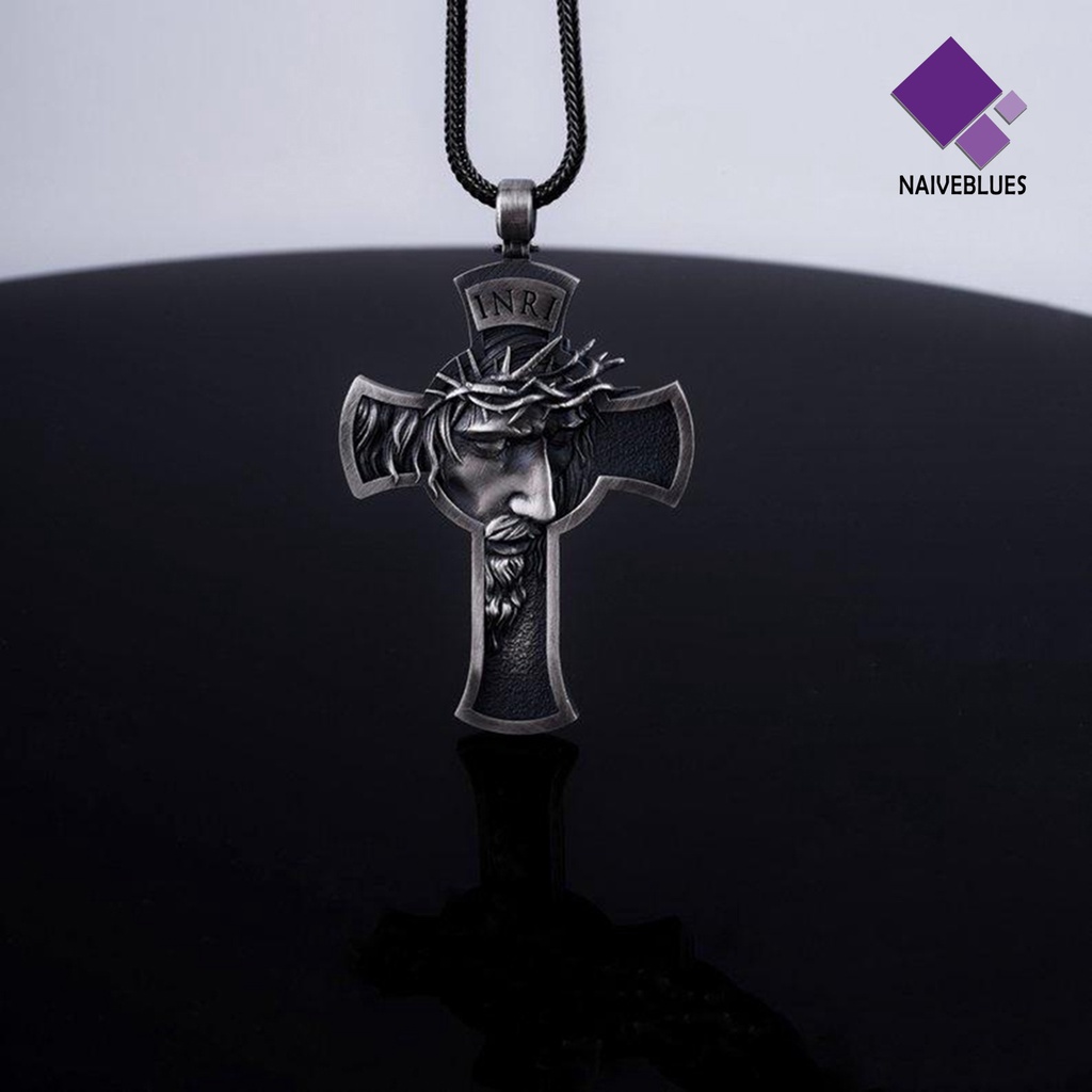 Kalung Liontin Salib Yesus Ukiran Untuk Pria