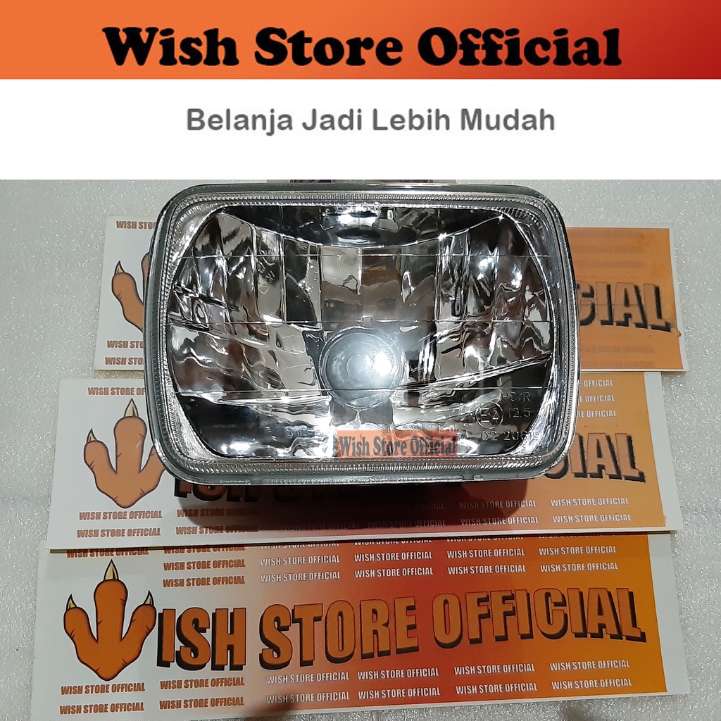 HEADLAMP LAMPU BESAR DEPAN HEAD LAMP UTAMA Universal Kotak Persegi 7" inch Kristal Depo Satuan