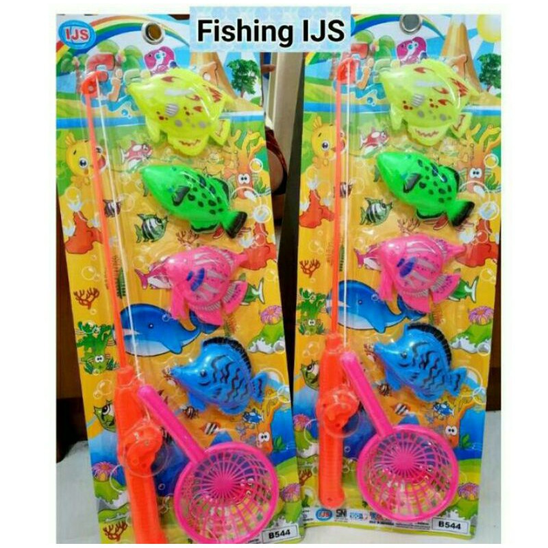 B 544 - Mainan Kail Pancing Isi 4 ikan Happy Fishing Isi  4 pcs B544