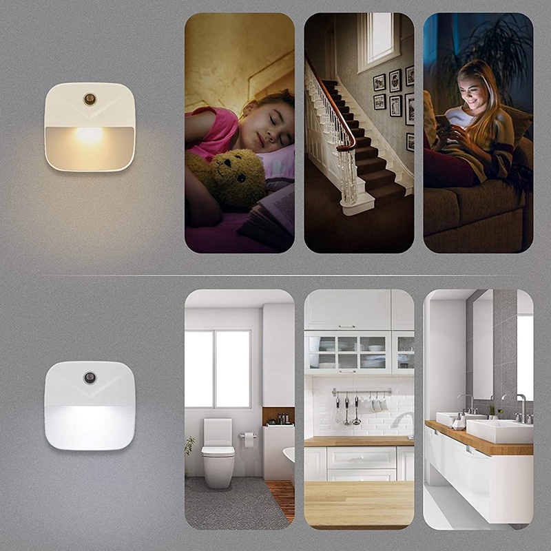 Lampu Malam LED Wireless Sensor Otomatis On / Off Plug EU / US Untuk Koridor / Kamar Tidur Anak