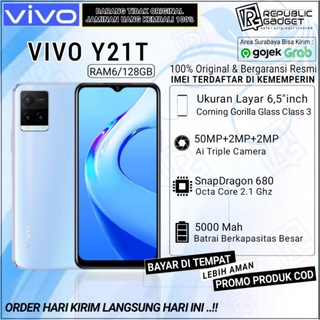 Vivo Y21T RAM 6GB+2GB Extended, ROM 128GB, 50MP Camera, Snapdragon 680 New Segel 100% Original dan Bergaransi Resmi