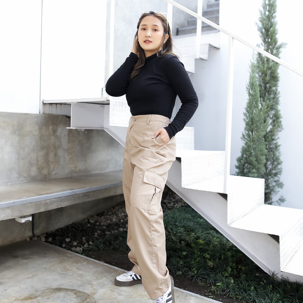 STACIE POCKET PANTS M-XXXXL BIG SIZE 100KG++ MUAT CELANA CARGO PRIA WANITA UNISEX