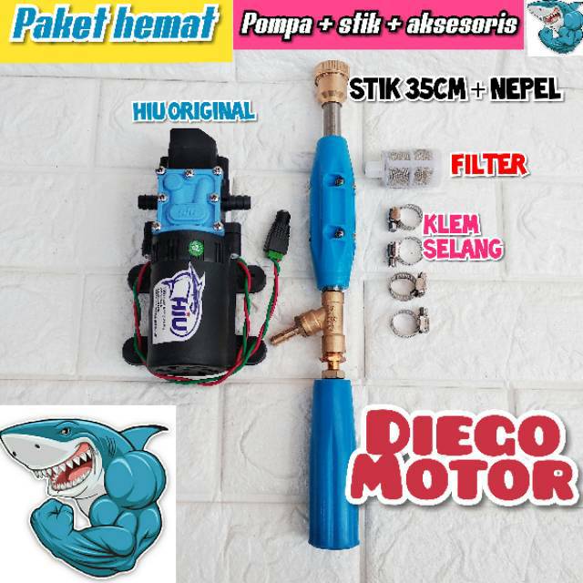 Dinamo pompa doorsmeer tekanan tinggi 12V DC Hiu Stik 35cm plus aksesoris
