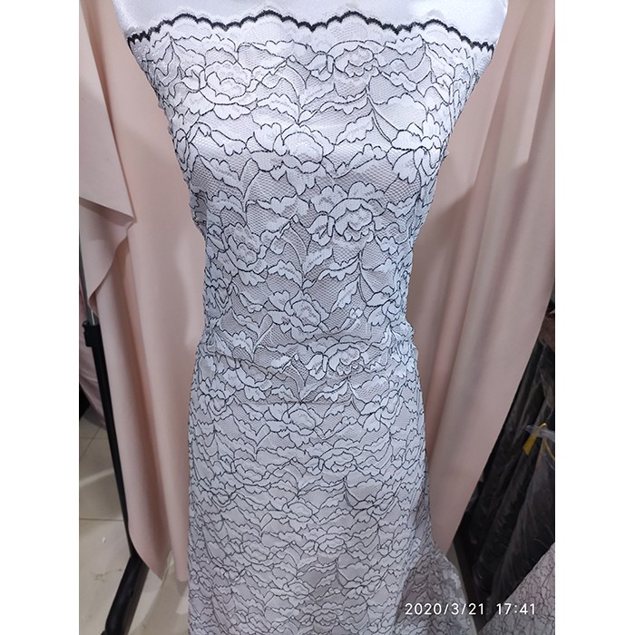 Kain Brokat Outline Premium Putih