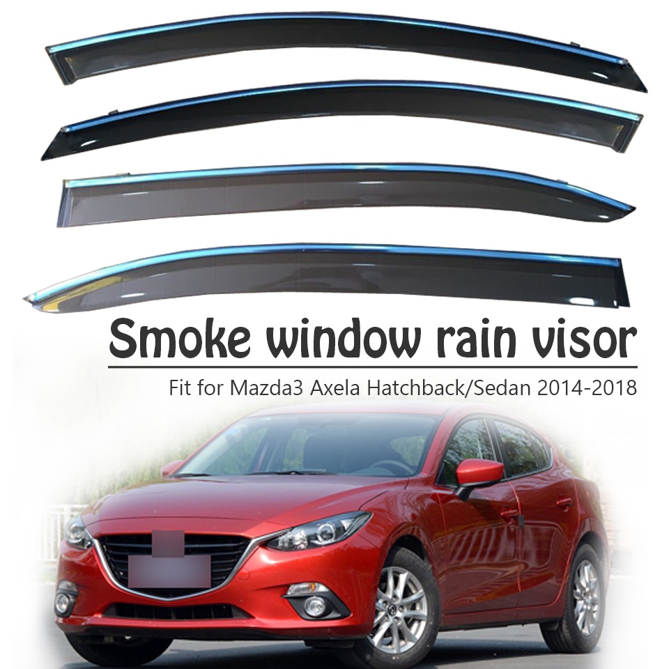 1 Set Visor Pelindung Kaca Jendela Mobil Mazda 3 Axela Bahan ABS 2014-2018