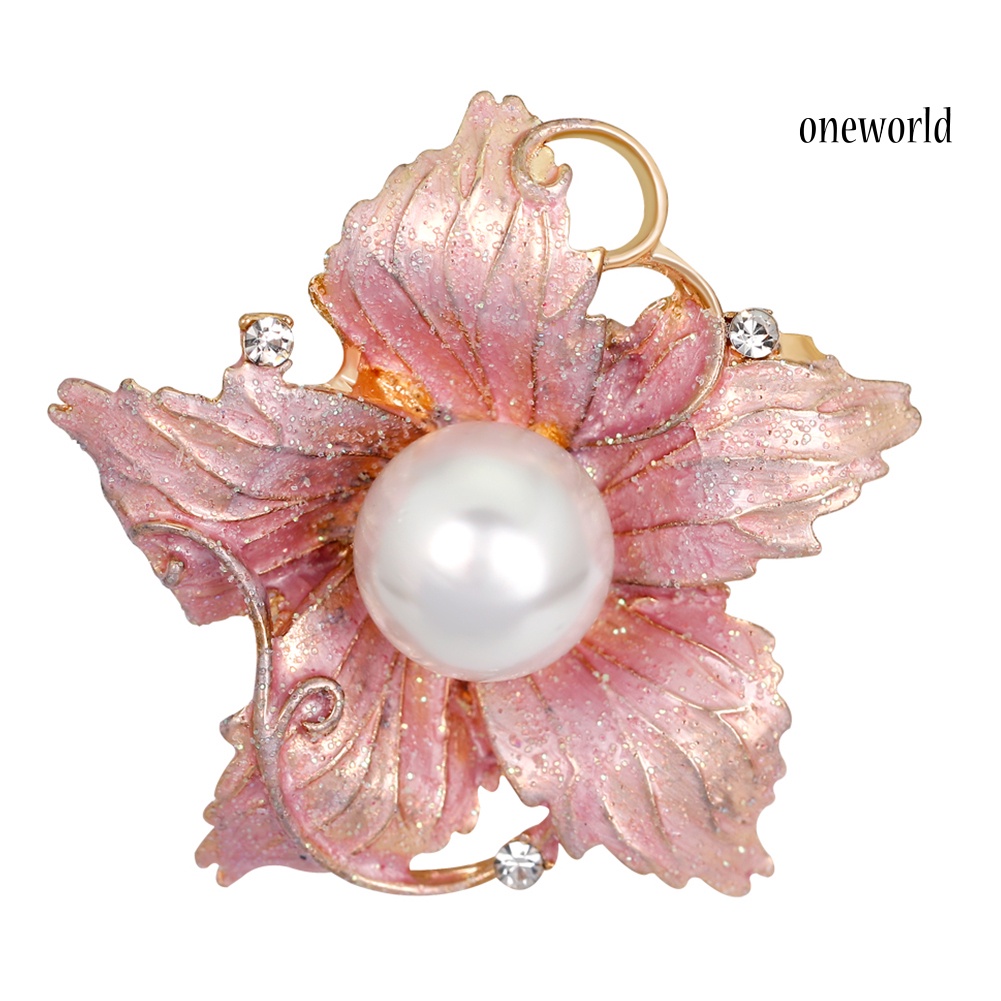 OW@ Fashion Women's Rhinestone Imitation Pearl Enamel Flower Floriated Brooch Pin