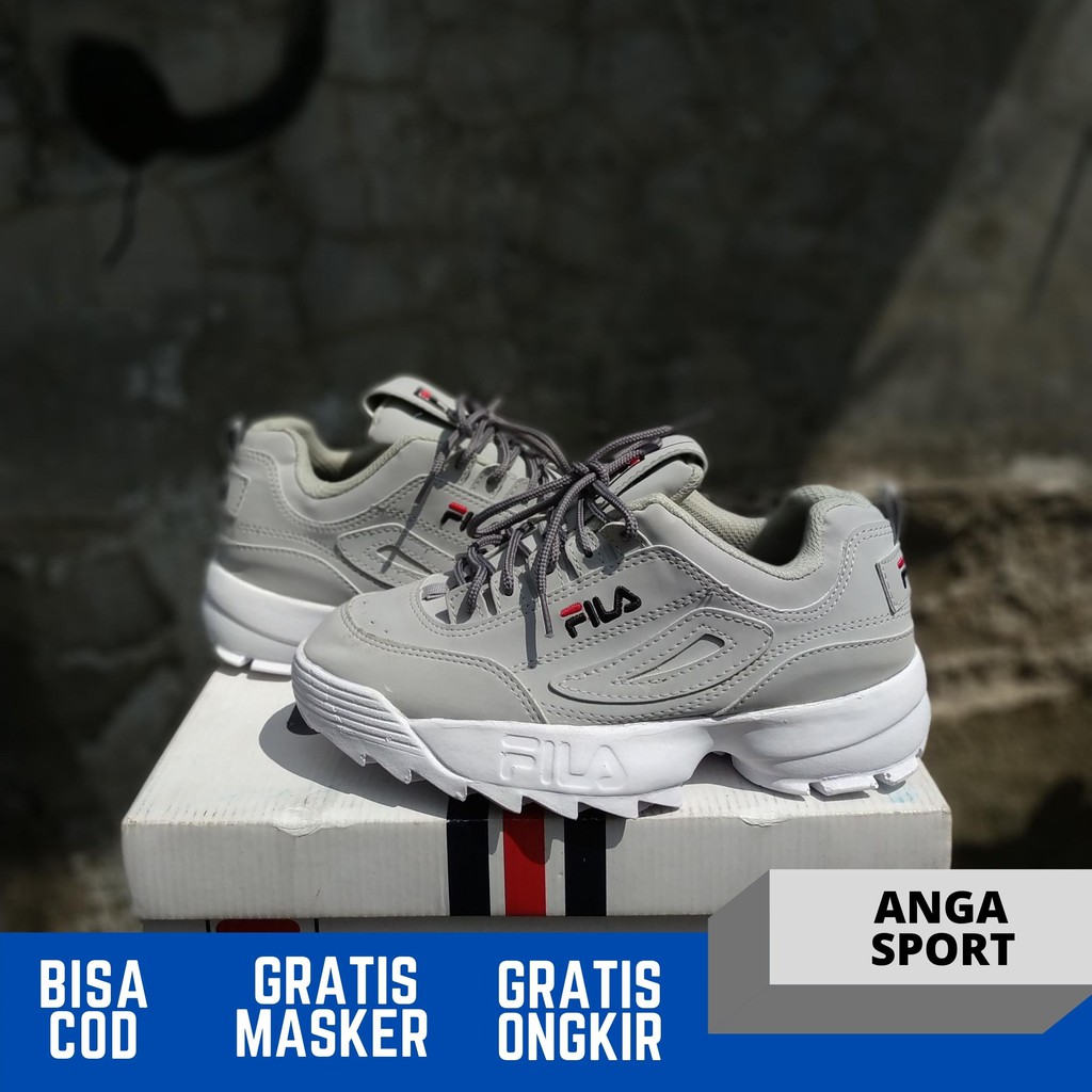 SEPATU WANITA SNEAKERS DISRUPTOR 2 ABU PUTIH KASUAL CEWEK SPORT RUNNING TERMURAH MADE IN VIETNAM