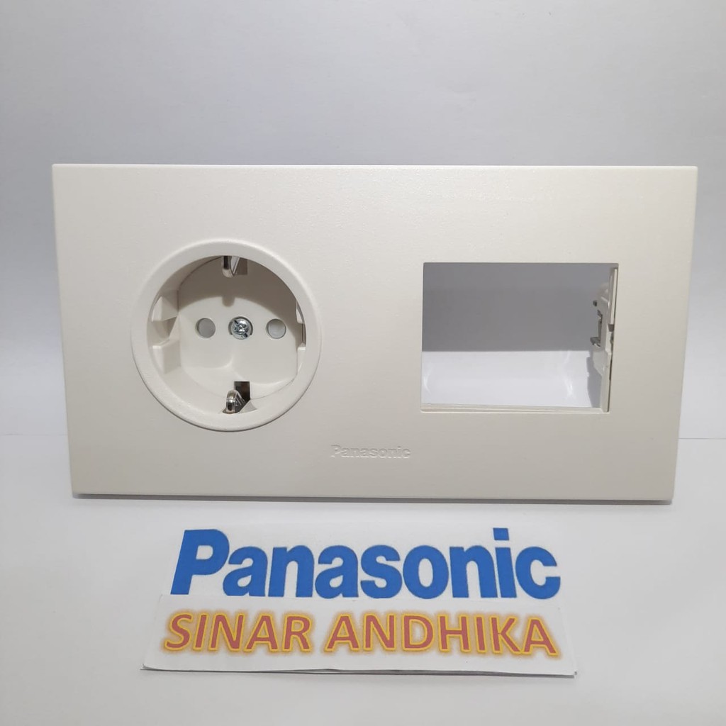 STOP KONTAK SINGLE (CP) + FRAME SAKLAR PUTIH STYLE E PANASONIC WESJP 11212W