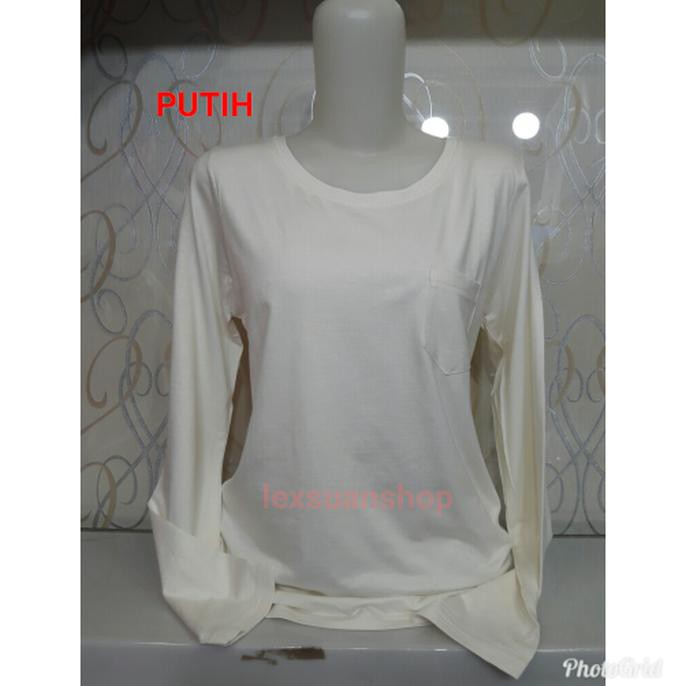 promo kaos cew/atasan cewek/kaos polos cewek lengan panjang / leher o terbaru