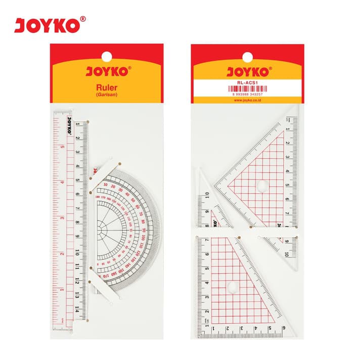 

Eksklusif Acrylic Ruler Set / Pengaris / Busur Joyko RL-ACS1 / 1 SET 4 PCS Berkualitas