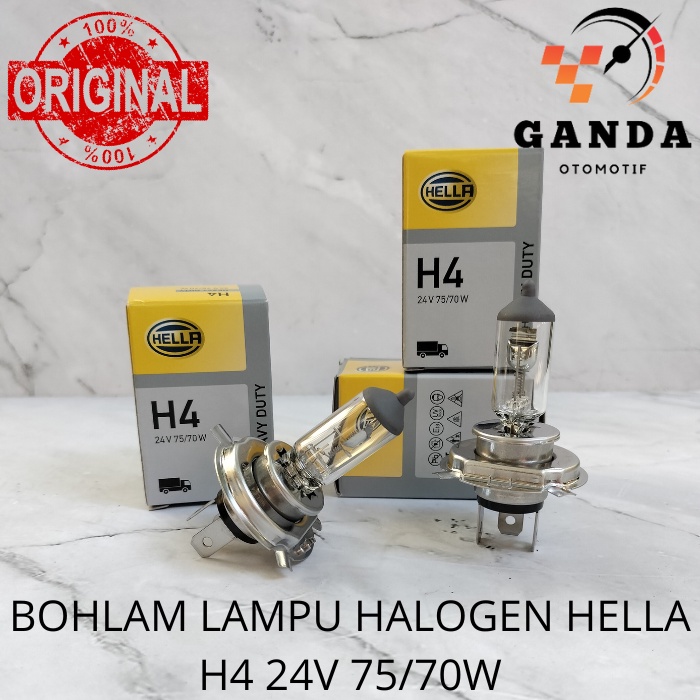 LAMPU HALOGEN HELLA H4 24V 75/70W LAMPU UTAMA MOBIL/TRUK ORIGINAL