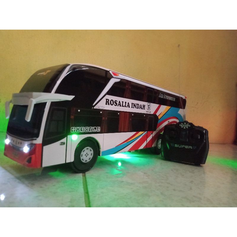 Miniatur Bus Rosalia Indah SDD Full Lampu dan Remot Control