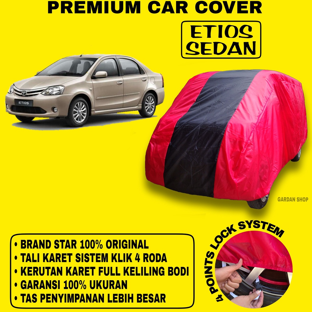 Body Cover ETIOS SEDAN MERAH HITAM Penutup Bodi Mobil Etios Sedan Waterproof PREMIUM