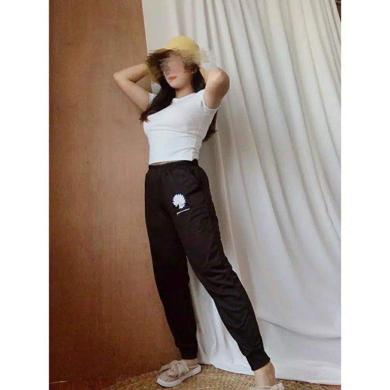 DAISY JOGGER PANTS EMBROIDERY | CELANA JOGGER WANITA | JOGGER SUNNIZA