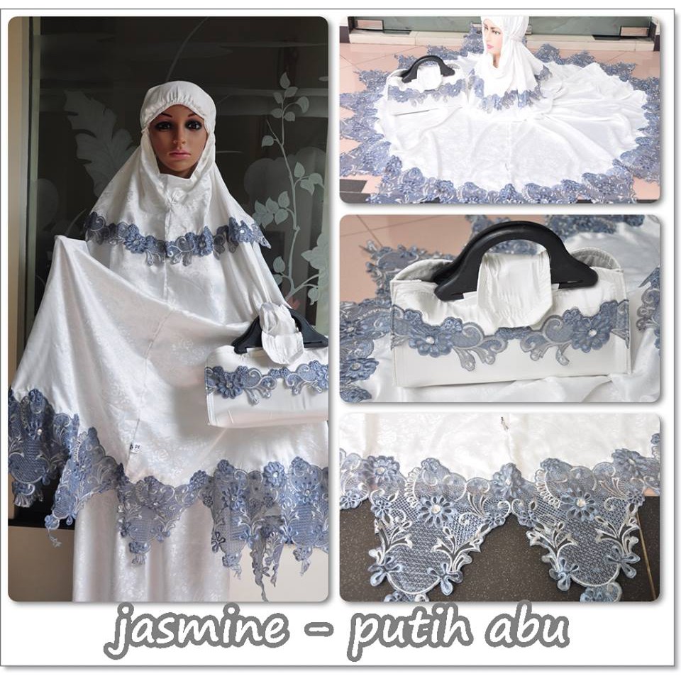 Mukena Dewasa Sutra Dove Jasmine ( Dasar Putih )