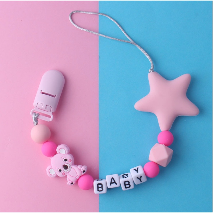 PC 4 | TALI EMPENG DAN TEETHER BISA CUSTOM NAMA | PACIFIER CLIP | TEETHER TALI DOT EMPENG CHAIN GANTUNGAN BAHAN SILIKON AMAN BPA FREE | RUZAIN MALL