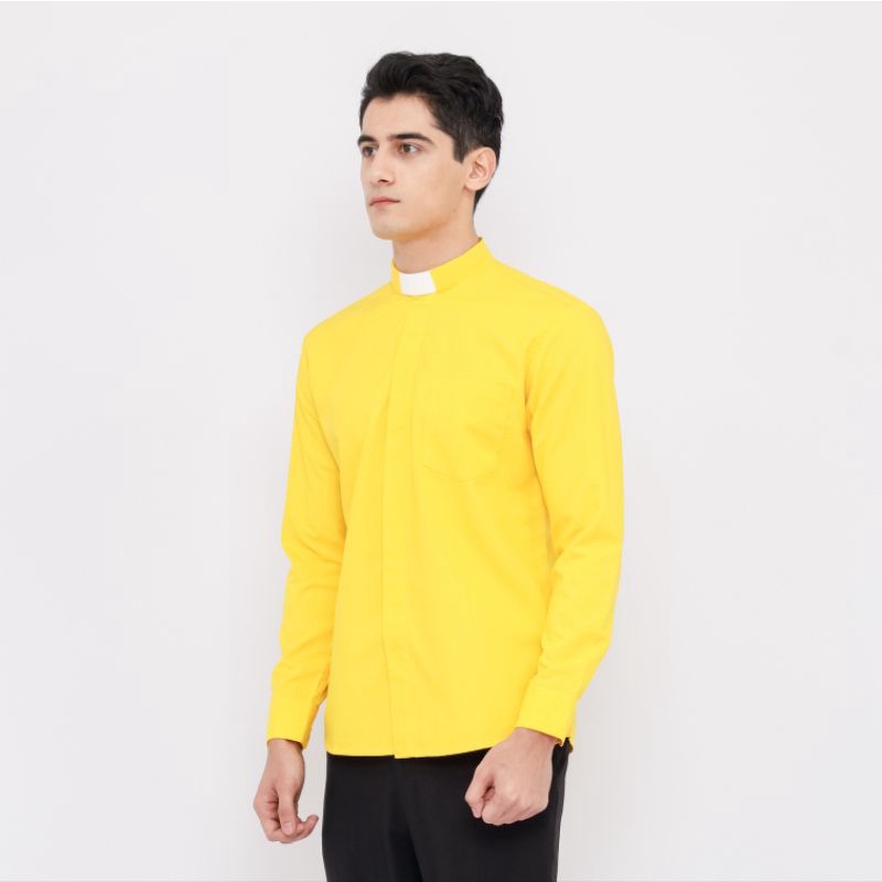 Pendeta - Kemeja Collar Kuning Polos - Cotton Tropical - Jos Miracle Bandung - Miracle - JMB