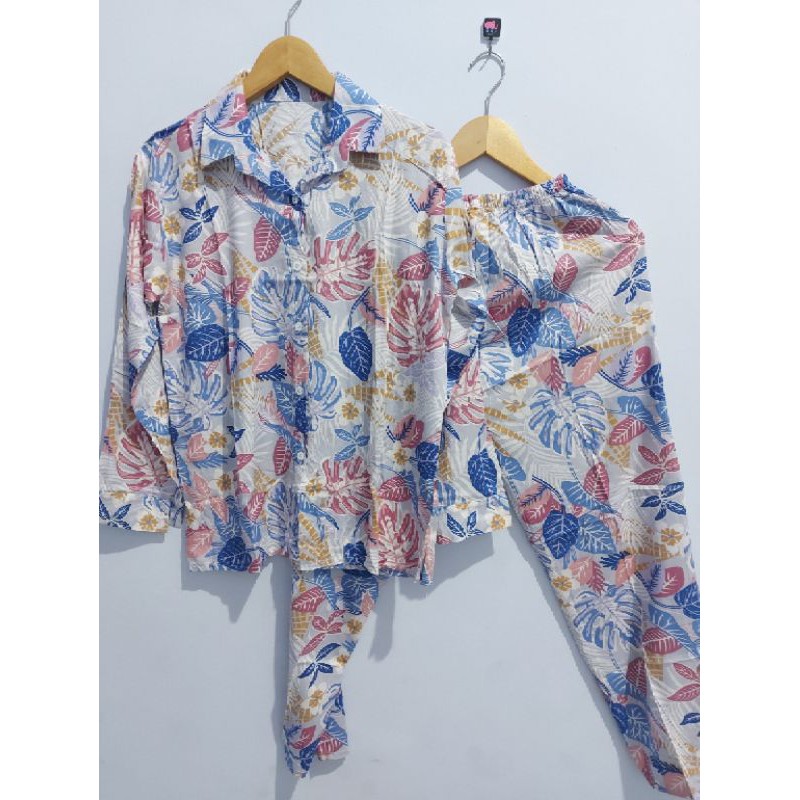 ONE SET/SETELAN PAJAMAS WANITA DEWASA LD 110 CM TYE DYE RAYON VISCOSE PREMIUM-16
