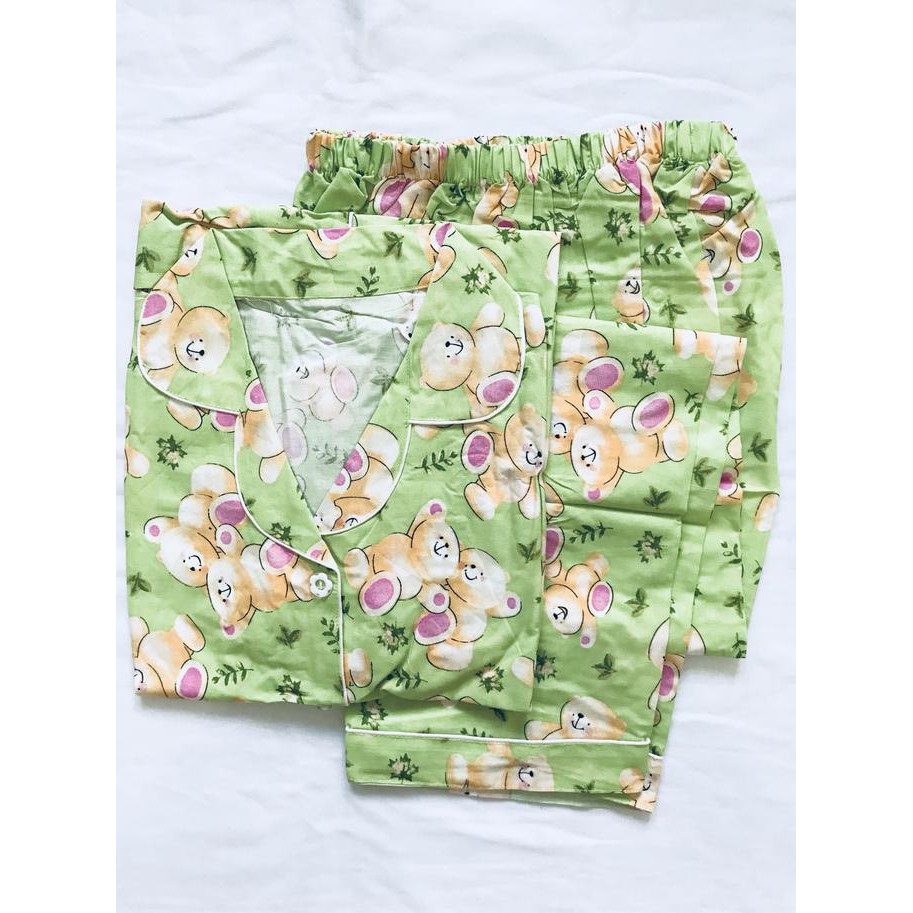 Baju tidur piyama dewasa bear/minion celana panjang lengan pendek 248 - BEAR BIRU, ALL SIZE