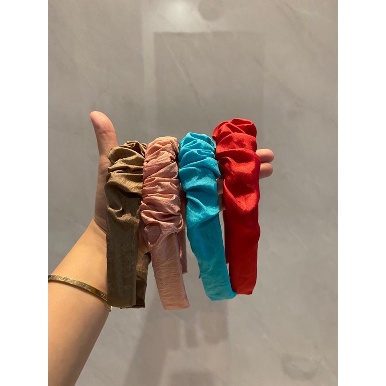 BMK01 Bando Nagita Bandana Korea Ruffle Scrunchie Kerut Premium - Random Colour