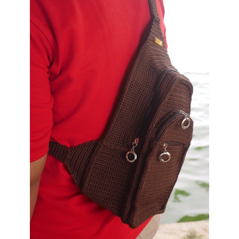 Tas Rajut pria Handmade waist bag men