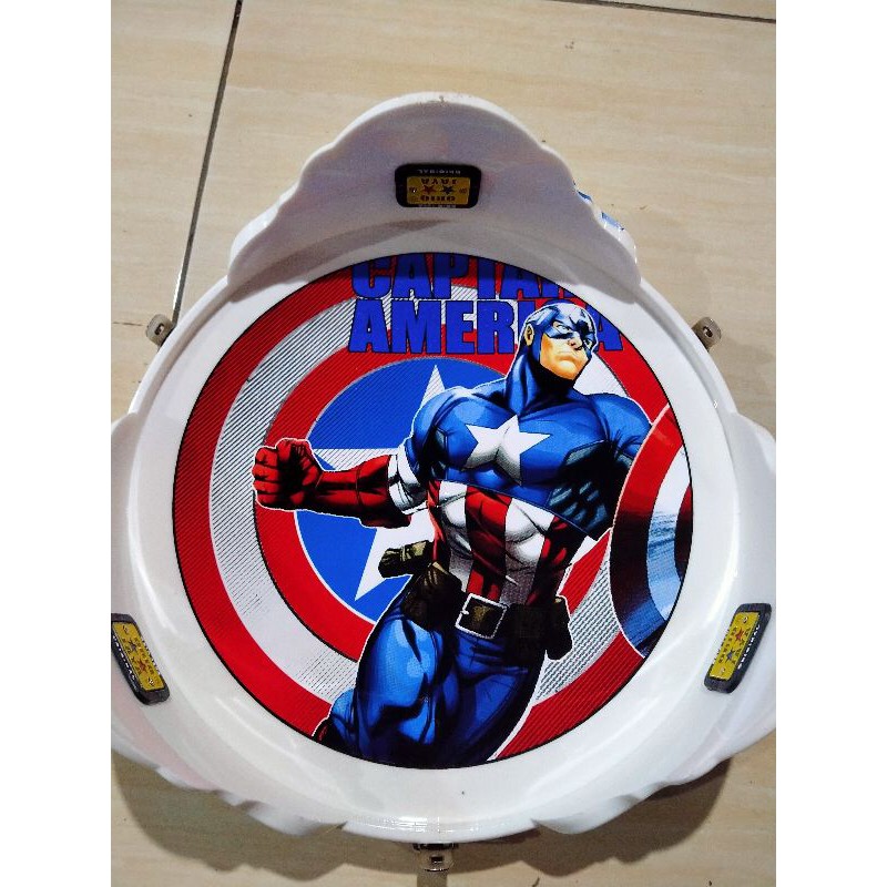 (BISA COD) TEBOK LOVEBIRD DECAL PVC CAPTAIN AMERIKA PUTIH ORIQ JAYA