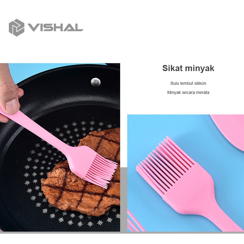 VISHAL Spatula Peralatan Masak Sutil Silikon Non Stick Cooking 5 Pcs Kitchenware Spatula Set VS-1808
