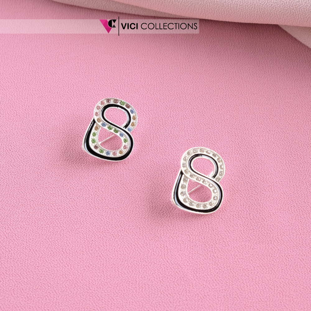 Bross Pin Bahu Hijab Jilbab Mode Button Silver List Hitam BSP347