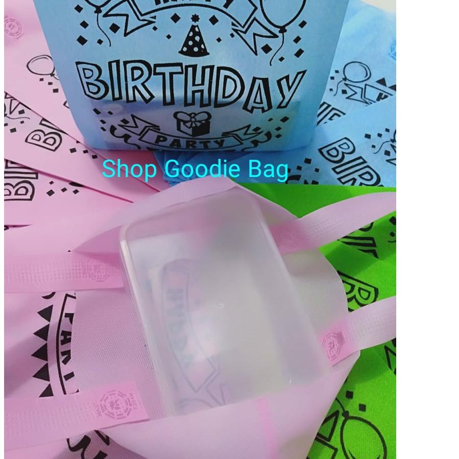 

✔ per LUSIN Goodie Bag HBD Ultah Tali uk 25x35x8 70gsm & 58gsm - Tas Kain Motif