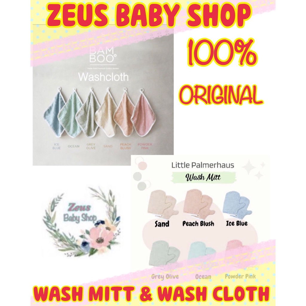 Litlle Palmerhaus (1pcs) waslab anak Washmitt Bam &amp; Boo BamBoo Wash mitt (WASHLAP BAYI ) &amp; wash cloth