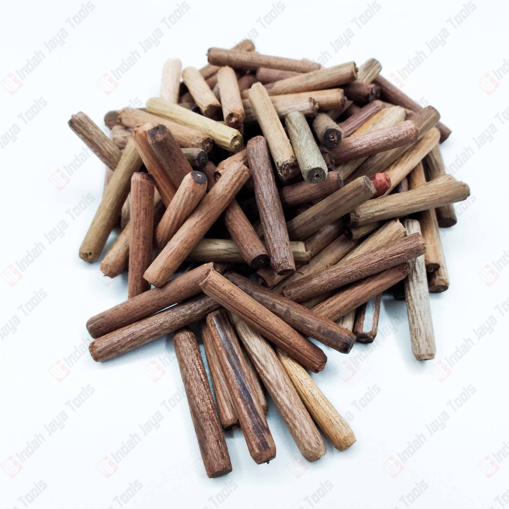 DOWEL Kayu Ulir 8 x 50 MM 100 Pcs Pen Sambungan Stik Kayu Bulat