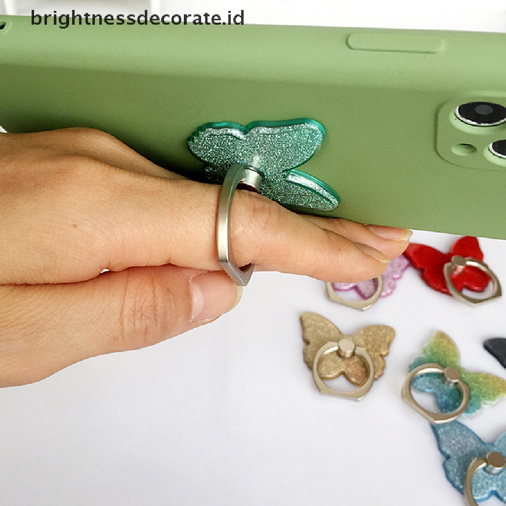 (Birth) Ring Holder Hp Universal Bentuk Kupu-Kupu Glitter Bling Bisa Berputar 360 Derajat °