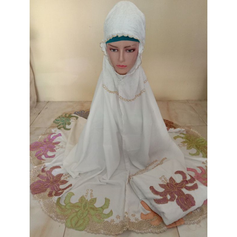 Mukena Bordir|Mukena Putih|Mukena potongan|Mukena Dewasa Remaja