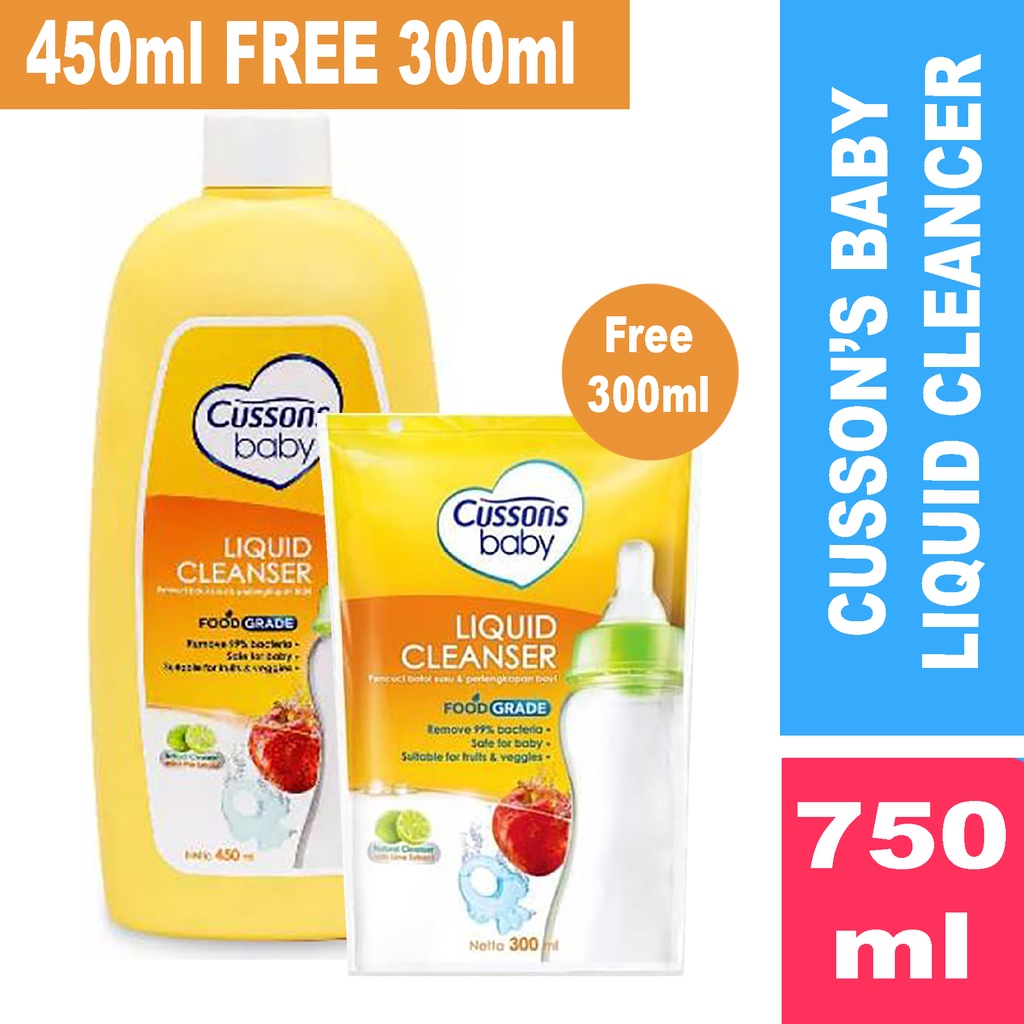 Bisa COD BUY 1 GET 1 Cussons Baby Liquid Cleanser - Cussons Cairan Pembersih Botol Bayi 450ml Free 300ml