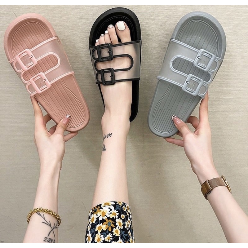 Sandal Slop Ban Dua Gesper Transparant BEST SELLER Import Morego V202-1