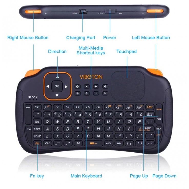 VIBOTON S1 Mini 2.4GHz Wireless Smart Keyboard Air Mouse